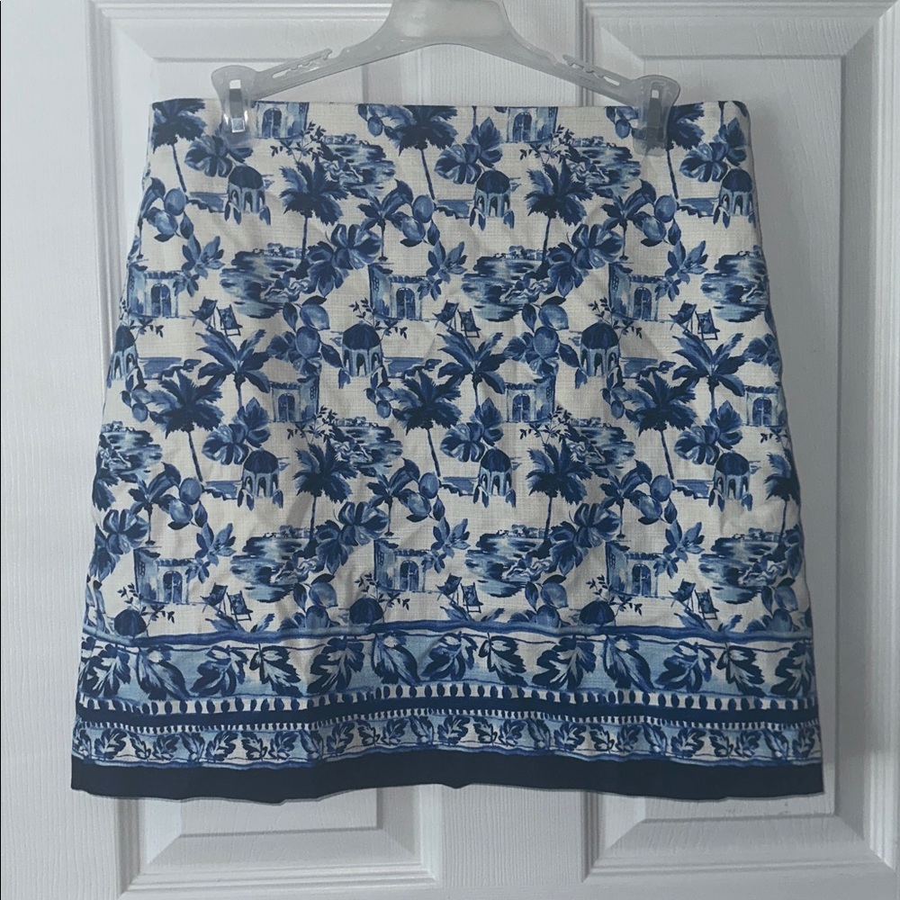 LOFT lightweight cotton blend patterned skirt, fully-lined, new w/o tags